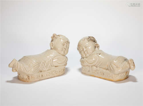 A PAIR OF  CHINESE DING WARE CHILDREN'S PILLOWS