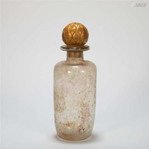 CHINESE COLORED GLAZE BOTTLES WITH GOLD COVER