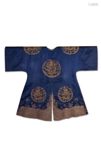CHINESE EMBROIDERED ROBE WITH GOLD FIVE-CLAW BOA