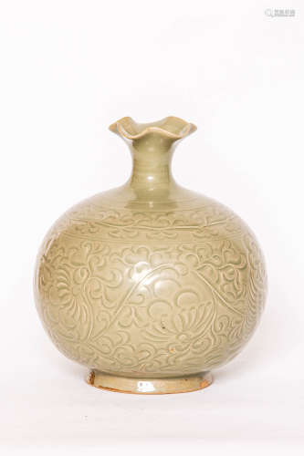 Chinese Celadon Carved Bottle