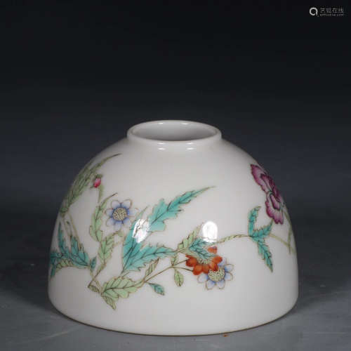 Chinese Qing Dynasty Famille Rose Flower Pattern Water Pot