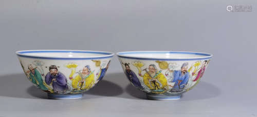 Chinese Pair Of Qing Dynasty Daoguang Period Famille Rose Porcelain Bowls
