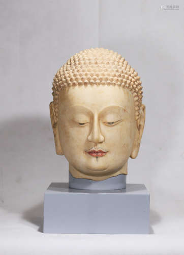Chinese Early Period Stone Carving Head Of Buddha