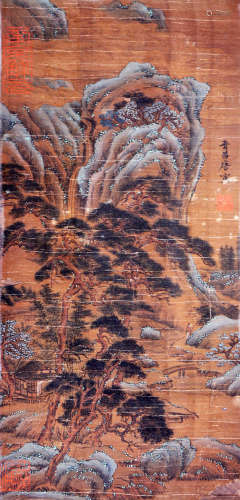 Chinese Tang Yin'S Landscape Painting