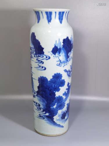 Chinese Ming Dynasty Chongzhen Blue And White Bottle