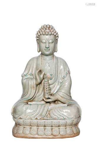 Chinese Celadon Buddha Statue