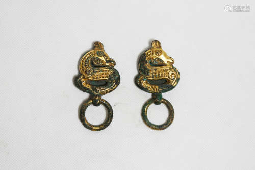 Chinese Bronze Gold Gilded Lock