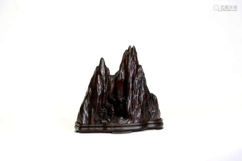 Chinese Zitan Rosewood Carved Mountain Ornament