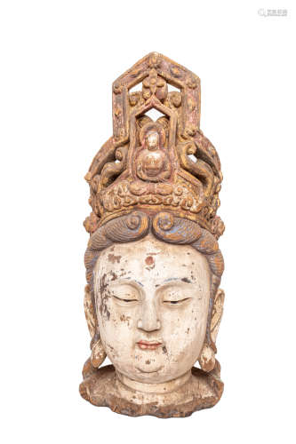 Chinese Woodcarving Head Of Buddha