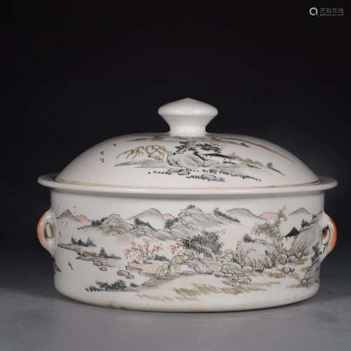Chinese Late Qing Dynasty Porcelain Cover Box