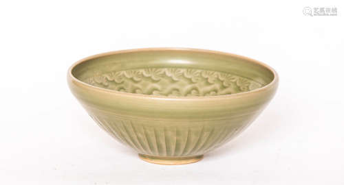 Chinese Celadon Engraved Flower Pattern Porcelain Bowl