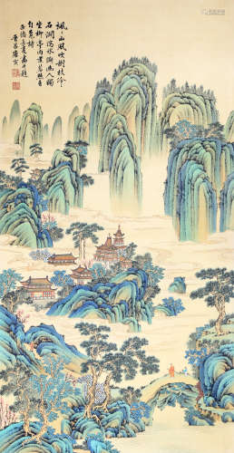 Chinese Tang Yin'S Landscape Painting