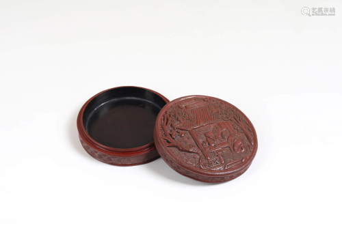 A CHINESE CARVED LACQUERWARE INCENSE CASE