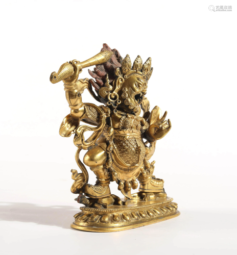 A CHINESE GILD COPPER STATUE OF BEGTSE C…