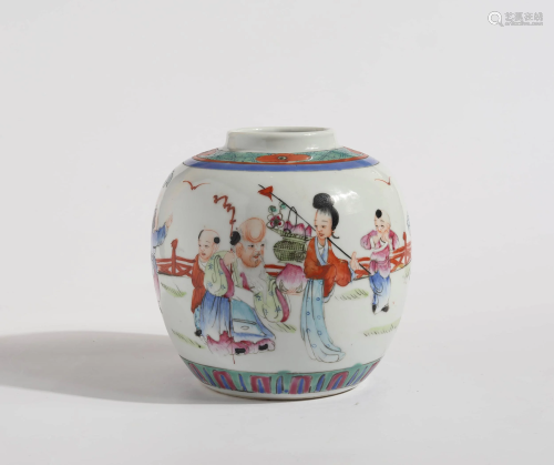 A CHINESE FAMILLE ROSE FIGURE PAINTED PORCE…