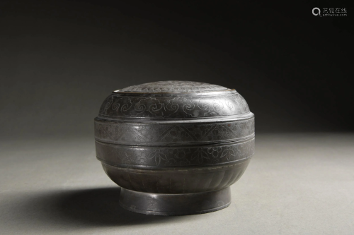 A CHINESE TIN BASIN AND COVER