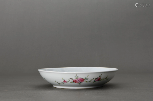 A CHINESE FAMILLE ROSE FLORAL PORCELAIN PLATE