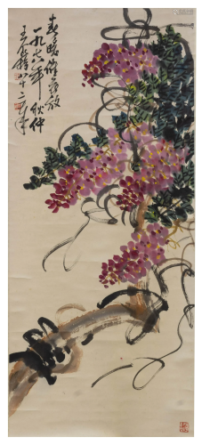 A CHINESE FLOWERS PAINTING, WANG GEYI MARK