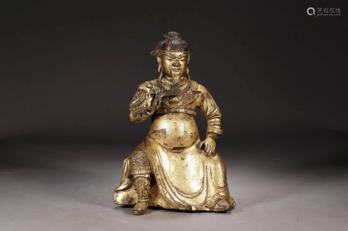 A CHINESE GILD COPPER STATUE OF THE DUKE…