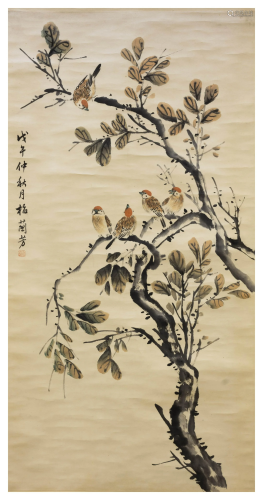 A CHINESE FLOWER&BIRD PAINTING, ME…