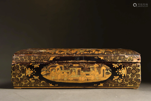 A CHINESE GOLD LAQUER BOX