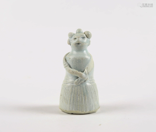 A CHINESE MISTY BLUE PORCELAIN WOMAN S…