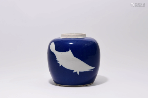 A CHINESE BLUE WHITE FLORAL PORCELAIN JAR
