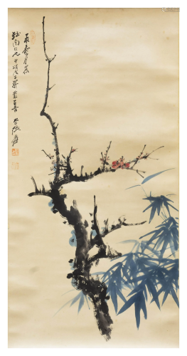 A CHINESE PLUM BLOSSOM& BAMBOO PAINTI…