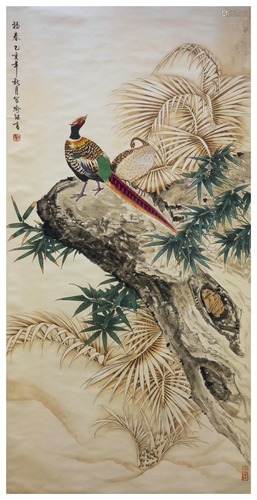 A CHINESE ROOSTER PAINTED, YU JIGAO MARK