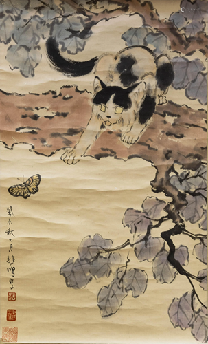 A CHINESE CAT PAINTING, XU BEIHONG MARK