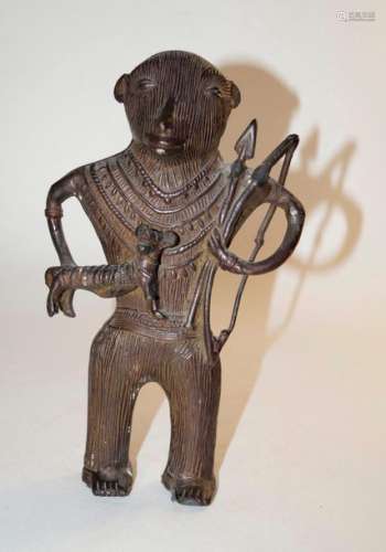 Afrika Bronzefigur, Benin StilSchwere Figur, dunke…