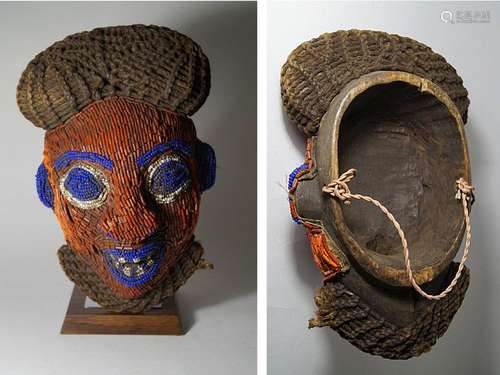 Afrika Perlenmaske, Kamerun Bamileke BamunH. 38 cm…