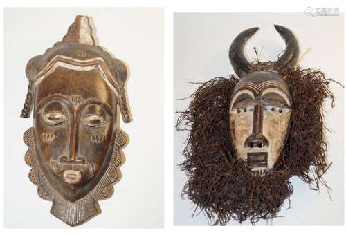 Afrika Zwei Masken, in Nigeria Yoruba StilH. 36 cm…