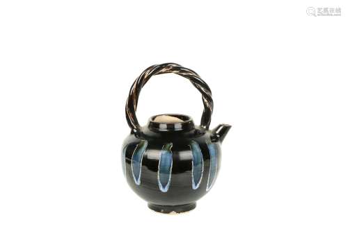 a chinese black glazed porcelain pot