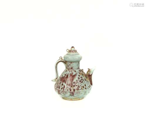 a chinese underglaze red porcelain teapot
