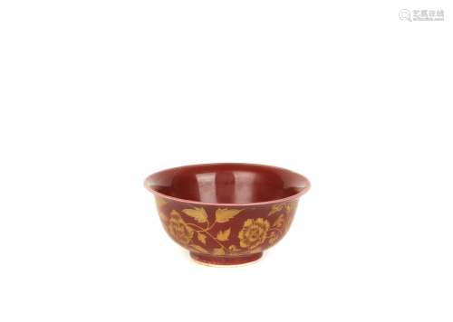 a chinese red glazed porcelain bowl