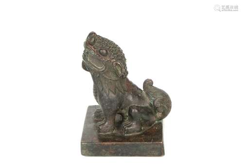 a chinese bronze lion seal