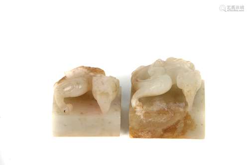 a pair of chinese white jade seals