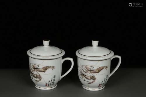 a pair of chinese famille rose porcelain cups