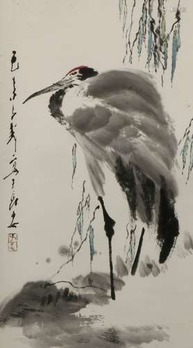 a chinese painting of crane