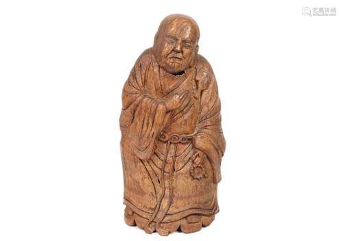 a chinese bamboo carving of figure