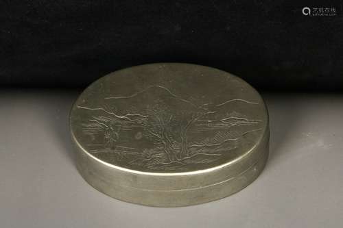 a chinese bronze inkpad box