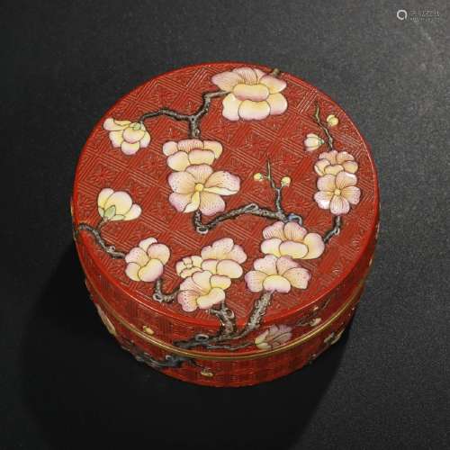 a chinese lacquer imitation carved round box,qianlong period