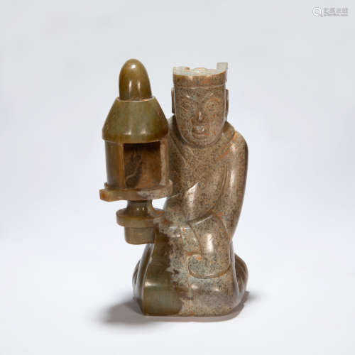 CHINESE ANCIENT HETIAN JADE CARVED FIGURE