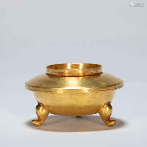 CHINESE ANCIENT GOLD TRIPOD FURNACE