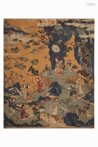 ANCIENT CHINESE KESI TAPESTRY HANGING CURTAIN