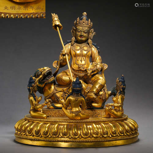 ANCIENT CHINESE BRONZE GILT BUDDHA STATUE