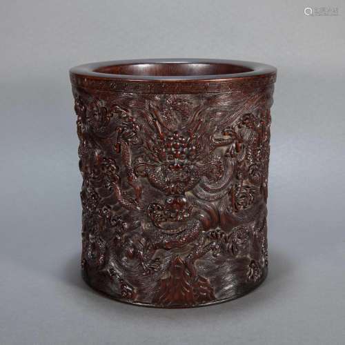 ANCIENT CHINESE ROSEWOOD PEN HOLDER