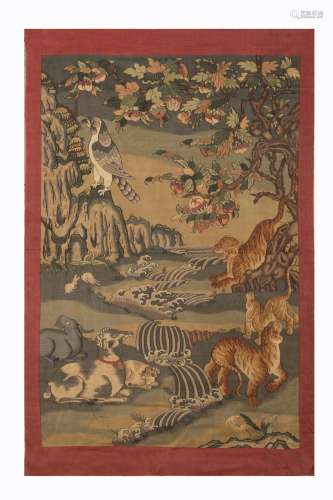 ANCIENT CHINESE KESI TAPESTRY HANGING CURTAIN