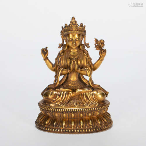 CHINA GILT BRONZE BUDDHA STATUE